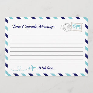 Airplane Time Capsule Baby Boy Shower 1st Birthday Advice Card