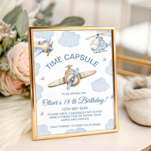 Airplane Time Flies Time Capsule Table Sign