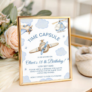 Airplane Time Flies Time Capsule Table Sign