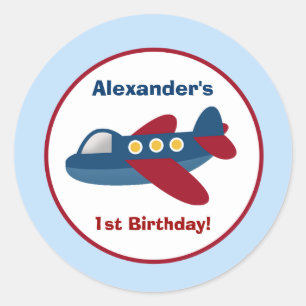 Airplane Town Round Custom Favour Sticker