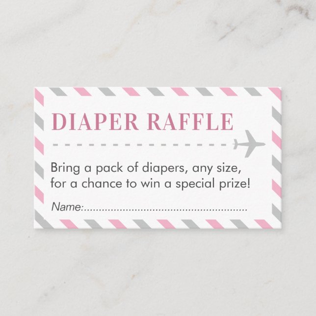Airplane Travel Diaper Raffle Ticket Baby Shower Enclosure Card (Front)