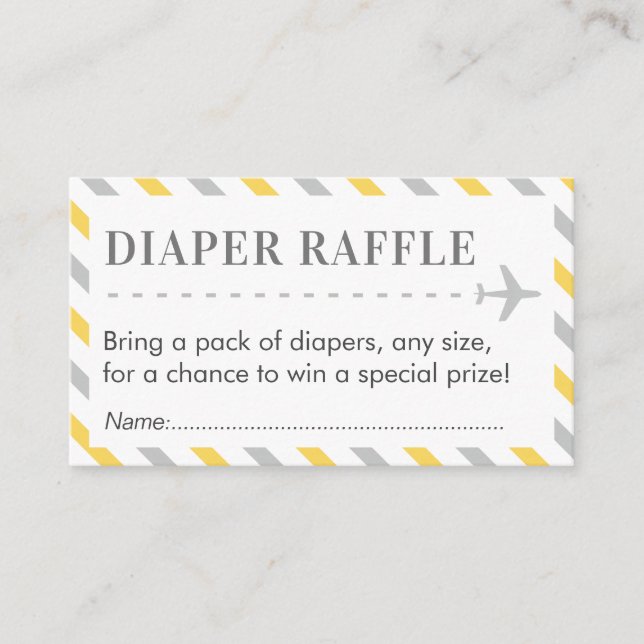 Airplane Travel Diaper Raffle Ticket Baby Shower Enclosure Card (Front)