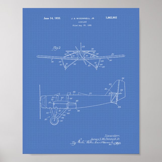 Airplane Type 2 1932 Patent Art Blueprint Poster (Front)