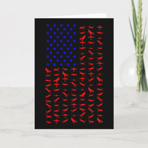 Airplane Us Flag American Independence Day 4th Of  Card