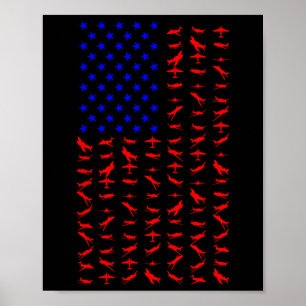 Airplane Us Flag American Independence Day 4th Of Poster
