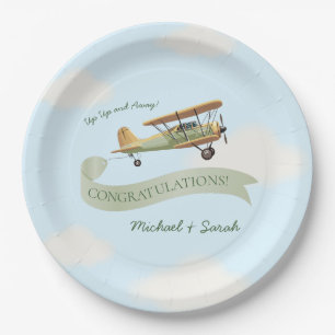Airplane Vintage Baby Shower Paper Plate