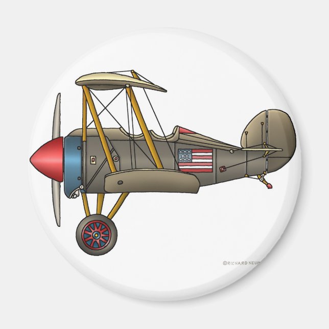 Airplane Vintage Biplane Magnets (Front)