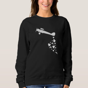 Airplane Vintage Biplane Skywriting Hearts Sweatshirt