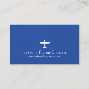 Airplane white blue modern aviation business card