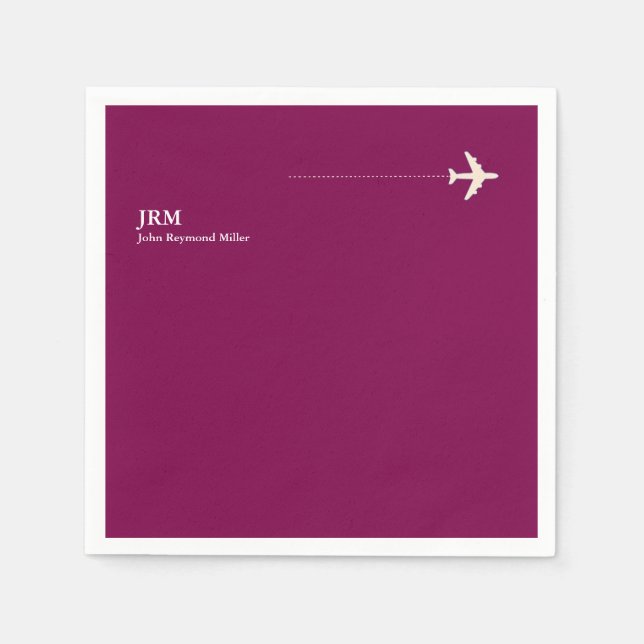 Airplane Wine Colour Pilot Party Aero Napkin (Front)
