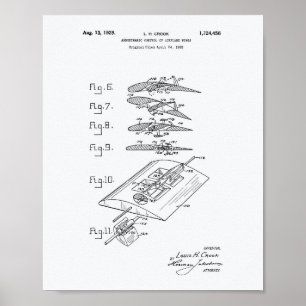 Airplane Wing 1929 Patent Art White Paper Poster