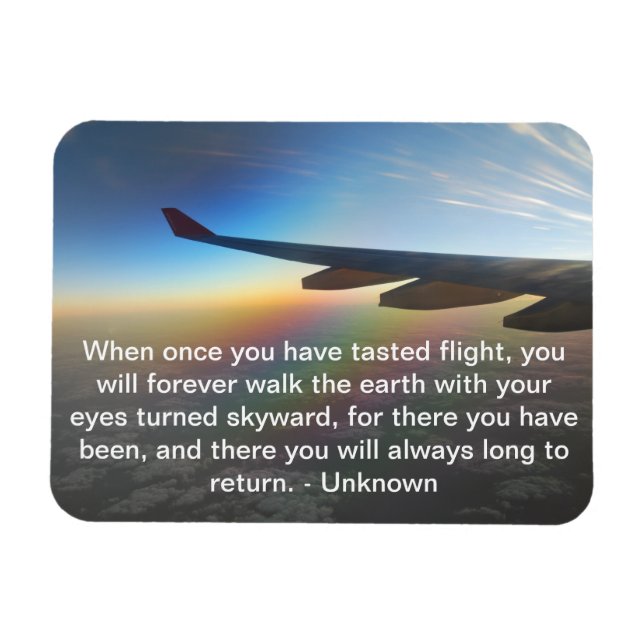 Airplane Wing against Colourful Setting Sun Magnet (Horizontal)