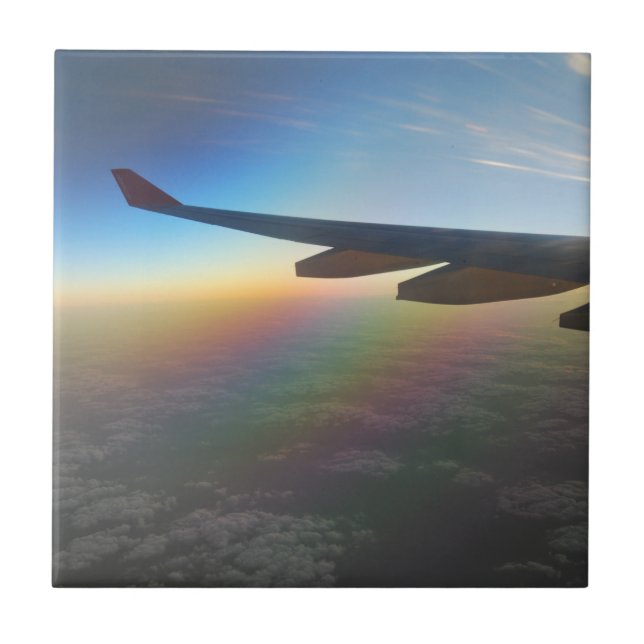 Airplane Wing against Colourful Setting Sun Tile (Front)