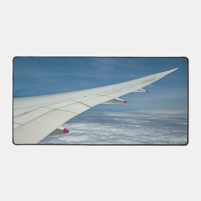 Airplane Wing Through The Window Sky View Clouds Desk Mat (Front)