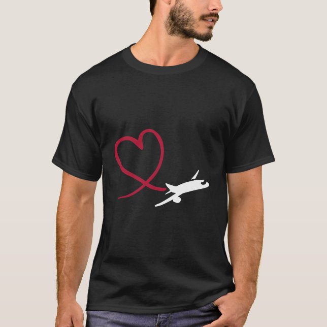 Airplane With Heart T-Shirt (Front)