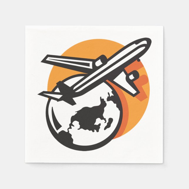 Airplane World Travel Paper Napkins (Front)
