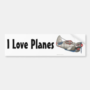 "Airplane WW2 Fighter Plane, I Love Planes… Bump Bumper Sticker