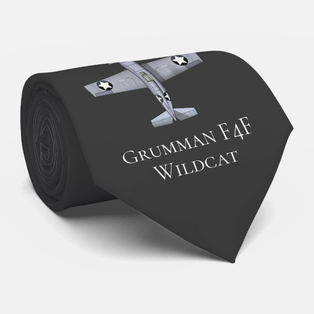 Airplane WWII Wildcat Necktie (Rolled)