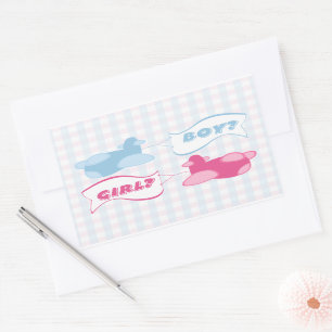 Airplanes and Banners Gender Reveal Party Sticker