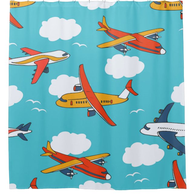 Airplanes and clouds, seamless children's backgrou (Front)