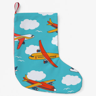 Airplanes and clouds, seamless children's backgrou small christmas stocking