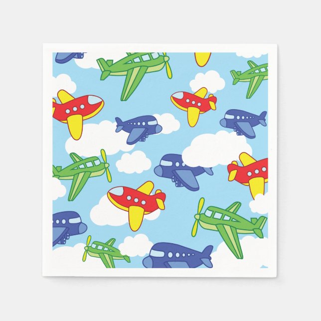Airplanes and Jets Cute 1st Birthday Party Napkin (Front)