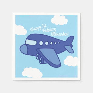 Airplanes and Jets Cute 1st Birthday Party Napkin