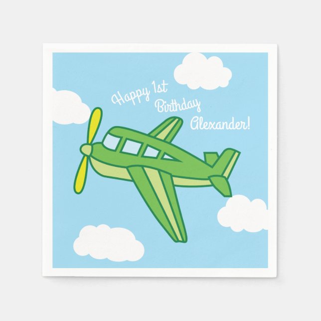 Airplanes and Jets Cute 1st Birthday Party Napkin (Front)