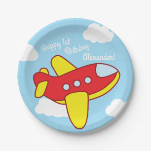 Airplanes and Jets Cute 1st Birthday Party Paper Plate