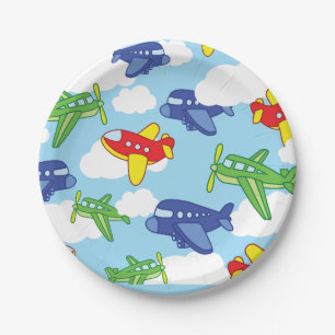 Airplanes and Jets Cute 1st Birthday Party Paper Plate