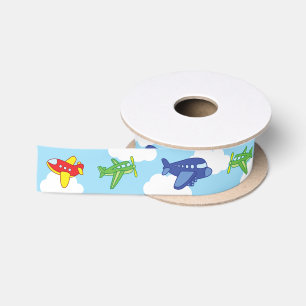 Airplanes and Jets Cute 1st Birthday Party Satin Ribbon
