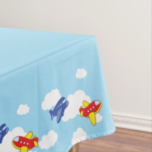 Airplanes and Jets Cute 1st Birthday Party Tablecloth