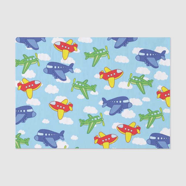 Airplanes and Jets Cute 1st Birthday Party Tissue Paper (Front)