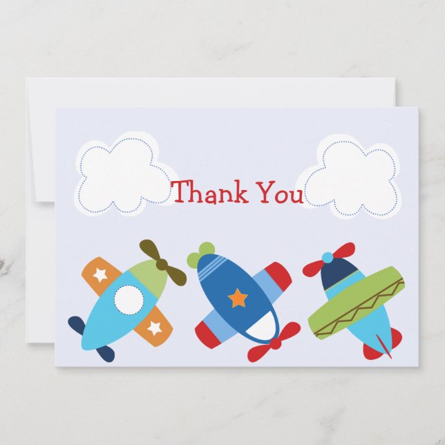 Airplanes Baby Shower Thank you Card (Front)