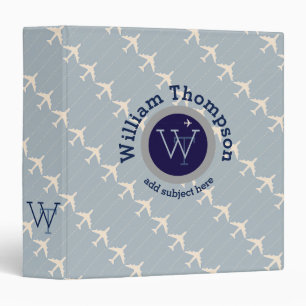 airplanes custom blue monogram binder for pilots
