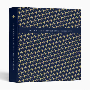 Airplanes (faux gold planes pattern) travel binder
