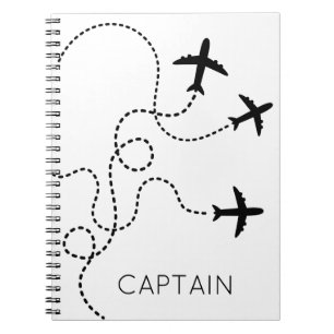 Airplanes Flying Heart Captain NAME Aviation Fun N Notebook
