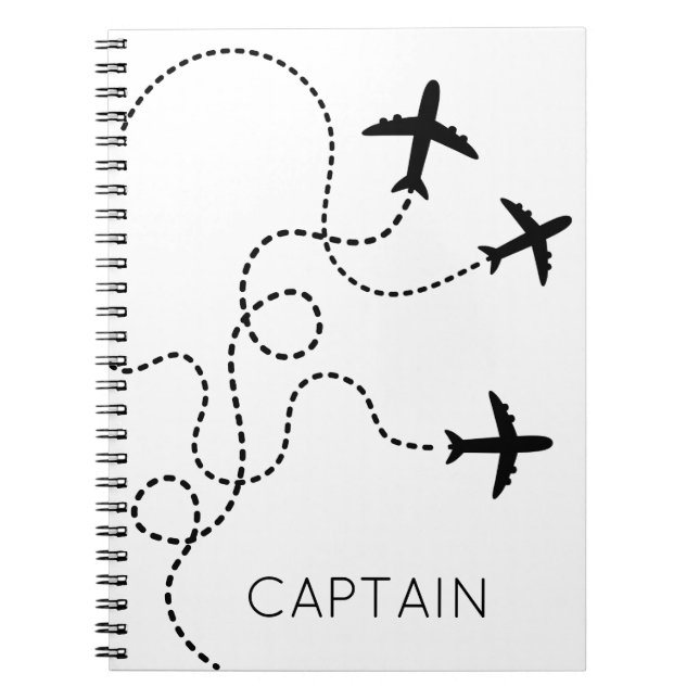 Airplanes Flying Heart Captain NAME Aviation Fun N Notebook (Front)