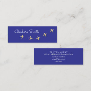 Airplanes flying on blue Travel Agent Mini Business Card