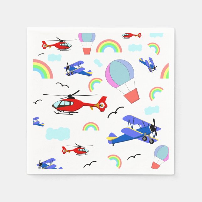 Airplanes, Helicopters, & Balloons Napkin (Front)