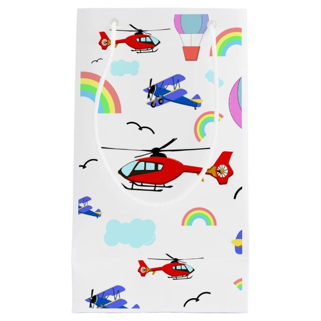 Airplanes, Helicopters, & Balloons Small Gift Bag (Front)
