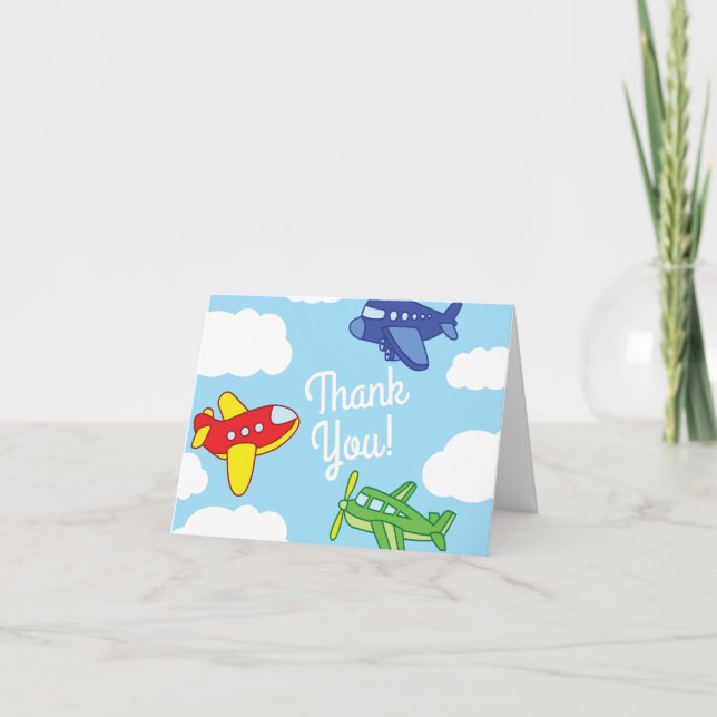 Airplanes Jets Cute Kids Thank You Card (Front)