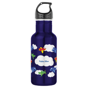 Airplanes Jets Cute Kids Water Bottle with Name