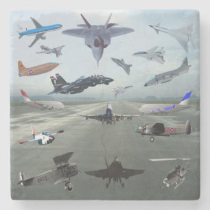 AIRPLANES ON A CAROLINA BLUE SKY STONE COASTER