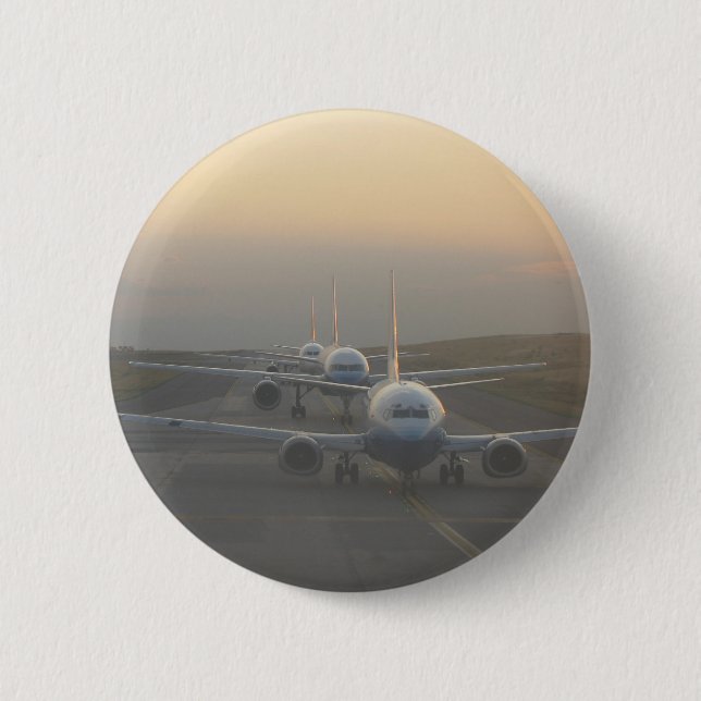 Airplanes on a Runway 2 Inch Round Button (Front)