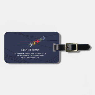 airplanes on blue luggage tag