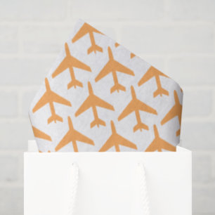 Airplanes Orange Travel Pilot Aviation Flight Tissue Paper
