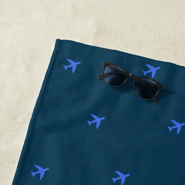 airplanes pattern blue beach towel for a pilot (In Situ)