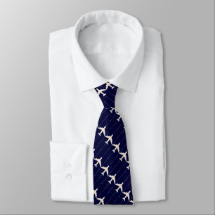 Airplanes Pattern Blue Tie
