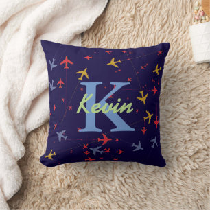 Airplanes Personalized Kids Name Throw Pillow